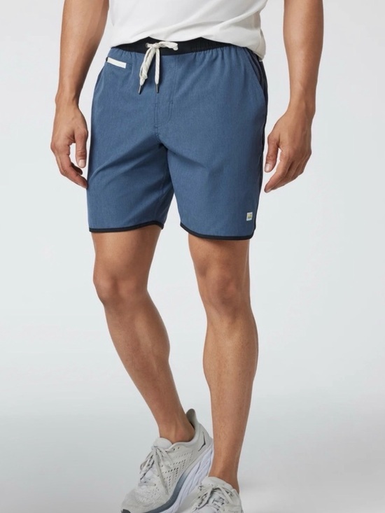 Vuori Other - Vuori Men Azure Linen Texture Blue Unlined Drawstring Banks Shorts V330 Medium